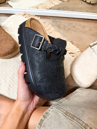 Cali Black Very G Midnight Tooled Western Clogs - Barbwire n Bougie Boutique