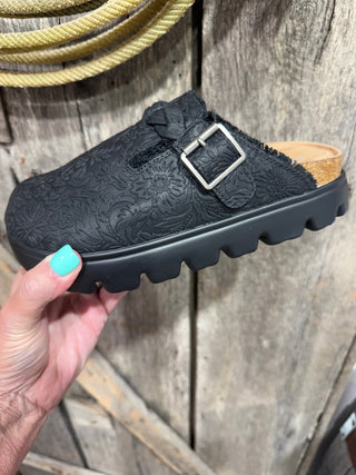 Cali Black Very G Midnight Tooled Western Clogs - Barbwire n Bougie Boutique