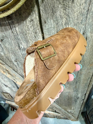 Cali Cognac Very G Midnight Tooled Western Clogs - Barbwire n Bougie Boutique