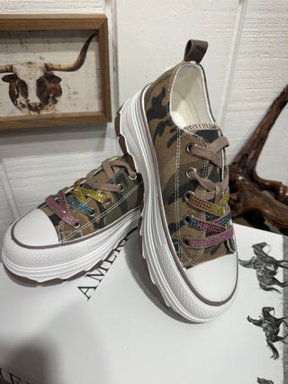 Camo Crush Rhinestone Platform Sneakers - Barbwire n Bougie Boutique