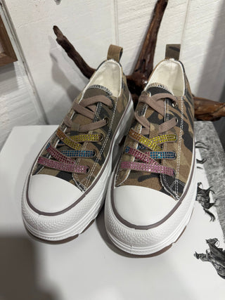 Camo Crush Rhinestone Platform Sneakers - Barbwire n Bougie Boutique