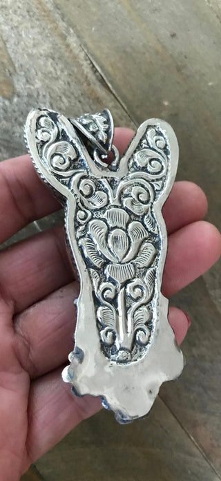 Carved Bone Donkey Pendant | German Silver Western Jewelry - Barbwire n Bougie Boutique
