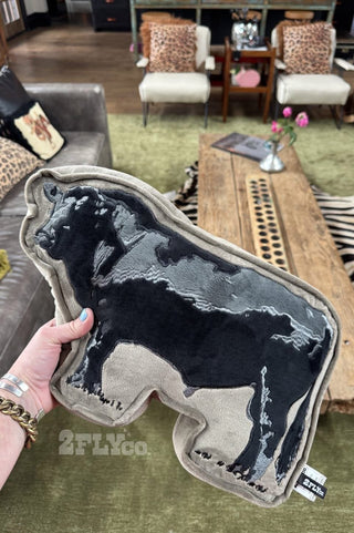 Cattle Talk Black Angus Pillow – Western Cow Accent Cushion | Rustic Ranch Decor - Barbwire n Bougie Boutique