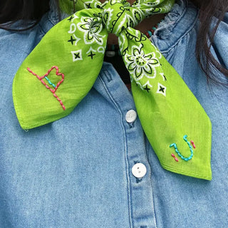 Lucky Cowgirl Embroidered Bandana