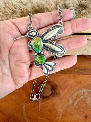 Charles Johnson Sonoran Gold Turquoise Hummingbird Necklace - Barbwire n Bougie Boutique