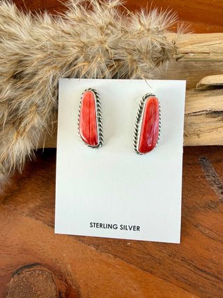 Chassity Belone Orange Spiny Oyster Sterling Silver Stud Earrings - Barbwire n Bougie Boutique