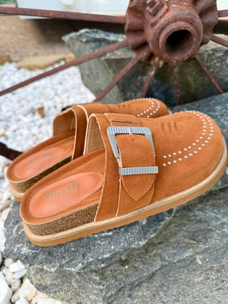 Cheyenne Trails Boot Stitch Mules- Cognac - Barbwire n Bougie Boutique