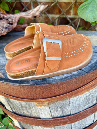 Cheyenne Trails Boot Stitch Mules- Cognac - Barbwire n Bougie Boutique