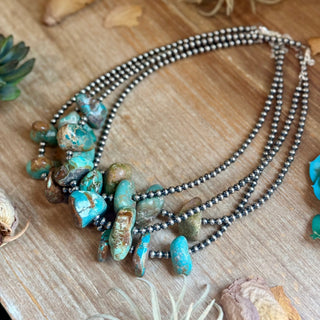 Chunky Green Turquoise Nugget Necklace – 19" Plus Extender - Barbwire n Bougie Boutique