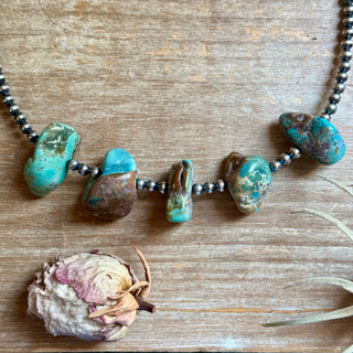 Chunky Green Turquoise Nugget Necklace – 19" Plus Extender - Barbwire n Bougie Boutique