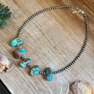 Chunky Green Turquoise Nugget Necklace – 19" Plus Extender - Barbwire n Bougie Boutique