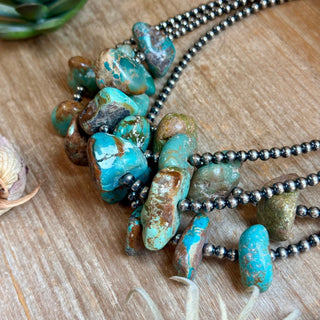 Chunky Green Turquoise Nugget Necklace – 19" Plus Extender - Barbwire n Bougie Boutique