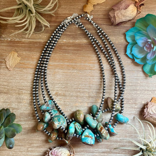 Chunky Green Turquoise Nugget Necklace – 19" Plus Extender - Barbwire n Bougie Boutique