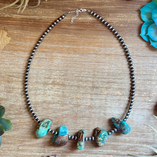 Chunky Green Turquoise Nugget Necklace – 19" Plus Extender - Barbwire n Bougie Boutique