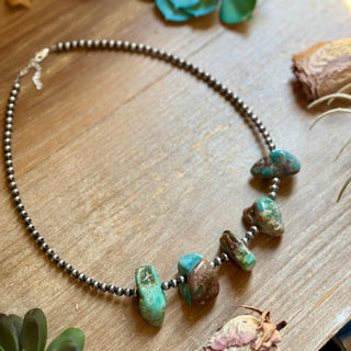Chunky Green Turquoise Nugget Necklace – 19" Plus Extender - Barbwire n Bougie Boutique