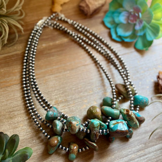 Chunky Green Turquoise Nugget Necklace – 19" Plus Extender - Barbwire n Bougie Boutique