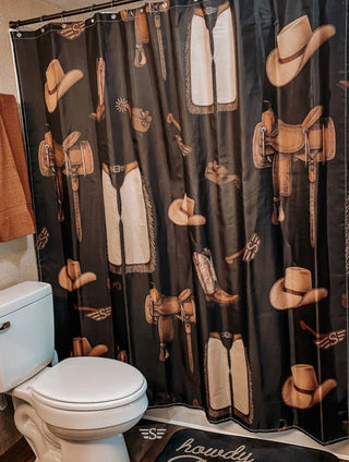 Classic Western Shower Curtain Bath Set - Barbwire n Bougie Boutique