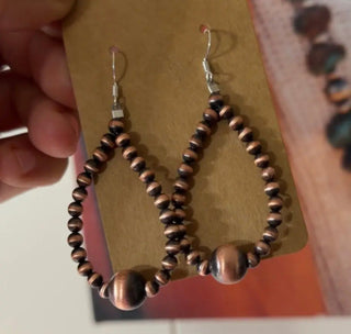 Copper Pearl Teardrop Hoop Earrings - Barbwire n Bougie Boutique