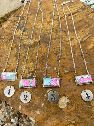 Cotton Candy Kingman Turquoise Bar Necklace - Barbwire n Bougie Boutique