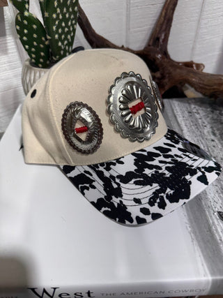 Cow Print Concho Western Trucker Hat - Barbwire n Bougie Boutique