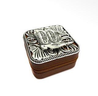 Cowboy Boot Western Tooled Jewelry Travel Box - Barbwire n Bougie Boutique