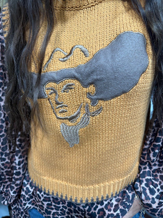 Cowboy Portrait Sweater Vest | Western Knit Layering Vest - Barbwire n Bougie Boutique