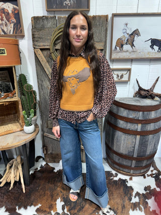 Cowboy Portrait Sweater Vest | Western Knit Layering Vest - Barbwire n Bougie Boutique