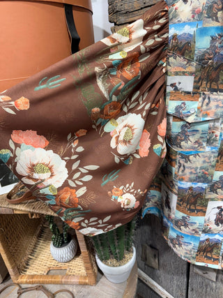 Cowboy Postcard Floral Flutter Sleeve Western Button Down - Barbwire n Bougie Boutique