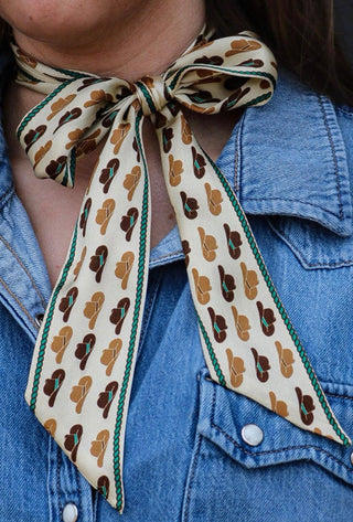 Cowgirl Hat Twilly Scarf | Western Hair Scarf & Purse Ribbon - Barbwire n Bougie Boutique