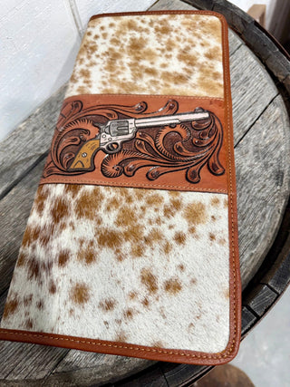 Cowhide & Tooled Leather Jewelry Organizer Notebook – Western Travel Case - Barbwire n Bougie Boutique