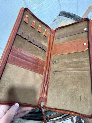 Cowhide & Tooled Leather Jewelry Organizer Notebook – Western Travel Case - Barbwire n Bougie Boutique