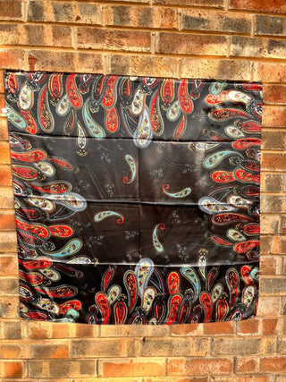 Crazy Black Paisley Print Wild Rag - Barbwire n Bougie Boutique