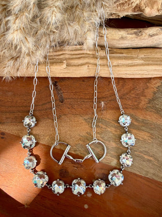 Crystal Cowgirl Snaffle Bit Statement Necklace - Barbwire n Bougie Boutique