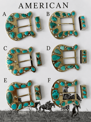 Custom Genuine Kingman Turquoise Artisan Belt Buckle Set - Barbwire n Bougie Boutique