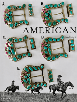 Custom Turquoise Cactus Statement Buckle Set - Barbwire n Bougie Boutique