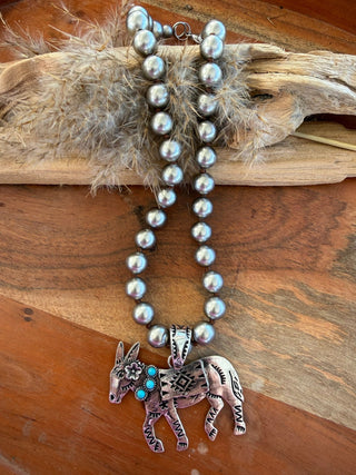 Daisy the Donkey Turquoise Western Necklace - Barbwire n Bougie Boutique