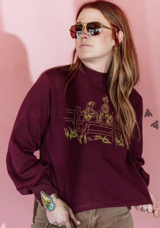 Day Workin’ Cropped Sweatshirt – Wine - Barbwire n Bougie Boutique