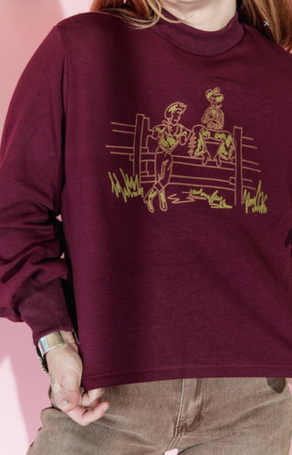 Day Workin’ Cropped Sweatshirt – Wine - Barbwire n Bougie Boutique