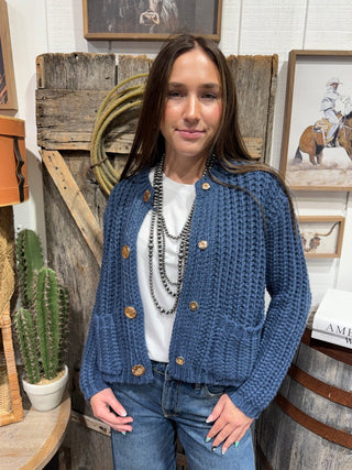 Denim Darling Cropped Chunky Knit Sweater - Barbwire n Bougie Boutique