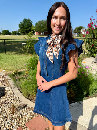 Denim Darling Ruffle Sleeve Western Dress - Barbwire n Bougie Boutique