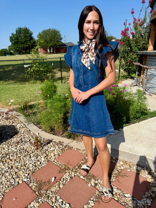 Denim Darling Ruffle Sleeve Western Dress - Barbwire n Bougie Boutique
