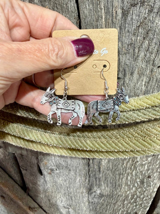 Desert Donkey Turquoise Accent Earrings - Barbwire n Bougie Boutique