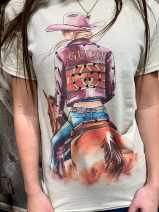 Designer Cowgirl Rhinestone Western Graphic Tee - Barbwire n Bougie Boutique