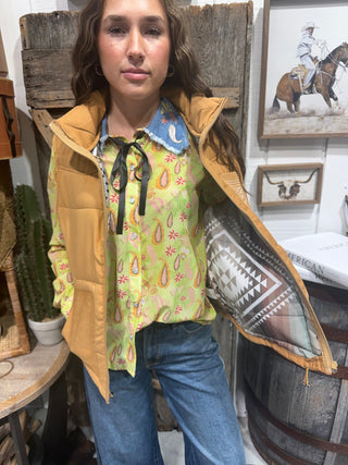 Dusty Mesa Quilted Western Vest – Camel - Barbwire n Bougie Boutique