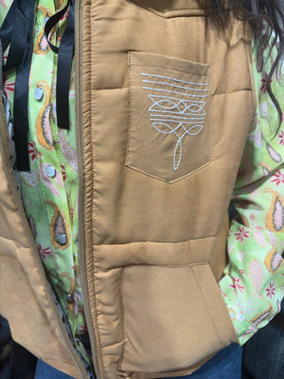 Dusty Mesa Quilted Western Vest – Camel - Barbwire n Bougie Boutique