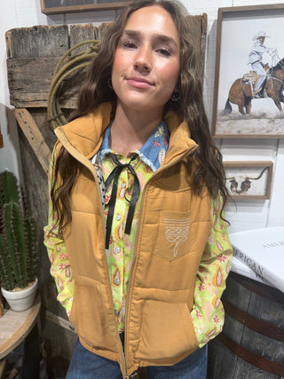 Dusty Mesa Quilted Western Vest – Camel - Barbwire n Bougie Boutique