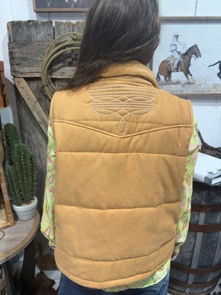 Dusty Mesa Quilted Western Vest – Camel - Barbwire n Bougie Boutique