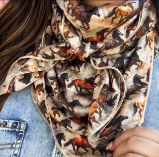Dusty Trail Running Horses Wild Rag - Barbwire n Bougie Boutique