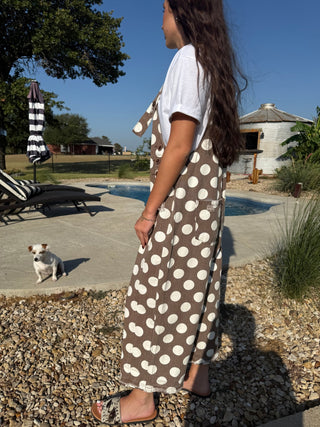 Easel Polka Dot Distressed Wide Leg Overalls - Barbwire n Bougie Boutique