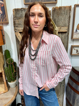 Easy Days Striped Button Down Basic Oxford Shirt-4 Colors - Barbwire n Bougie Boutique